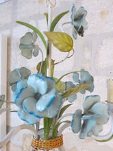 Load image into Gallery viewer, Charming Florentine Chandelier Enameld Metal Tole Flowers 60's Italian Ceiling