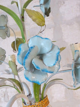 Load image into Gallery viewer, Charming Florentine Chandelier Enameld Metal Tole Flowers 60's Italian Ceiling