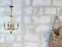 Load image into Gallery viewer, French Antique Bronze Louis XVI Chandelier Porcelain Flowers Ribbon Foliage 1930