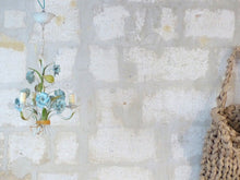 Load image into Gallery viewer, Charming Florentine Chandelier Enameld Metal Tole Flowers 60's Italian Ceiling