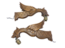 Load image into Gallery viewer, Pair Vintage French Carved Wood Gothic Chimera Wall Light Sconce Gargoye #3
