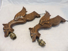 Load image into Gallery viewer, Pair Vintage French Carved Wood Gothic Chimera Wall Light Sconce Gargoye #3

