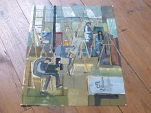 Load image into Gallery viewer, 1900 Antique Painting Artist Sudent Studio 26x19" Oil on paper
