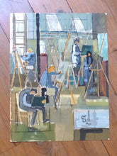 Load image into Gallery viewer, 1900 Antique Painting Artist Sudent Studio 26x19" Oil on paper