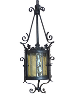 Load image into Gallery viewer, Charming French Lantern Gothic Castle Tole Iron Late 19TH Chandelier Ceiling
