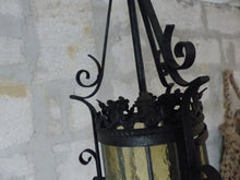 Load image into Gallery viewer, Charming French Lantern Gothic Castle Tole Iron Late 19TH Chandelier Ceiling
