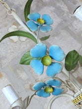 Load image into Gallery viewer, Charming Florentine Chandelier Painted Metal Tole Flowers 60's Italian Ceiling