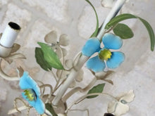 Load image into Gallery viewer, Charming Florentine Chandelier Painted Metal Tole Flowers 60's Italian Ceiling