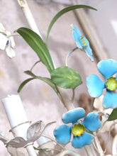 Load image into Gallery viewer, Charming Florentine Chandelier Painted Metal Tole Flowers 60's Italian Ceiling