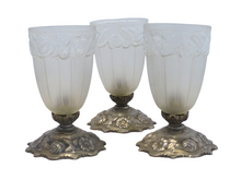 Load image into Gallery viewer, Gorgeous Set 3x Wall Light Ceiling Sconces ART DECO Nickelplate Tole France 1920