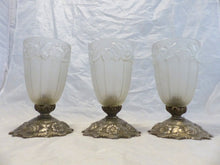 Load image into Gallery viewer, Gorgeous Set 3x Wall Light Ceiling Sconces ART DECO Nickelplate Tole France 1920