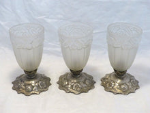 Load image into Gallery viewer, Gorgeous Set 3x Wall Light Ceiling Sconces ART DECO Nickelplate Tole France 1920