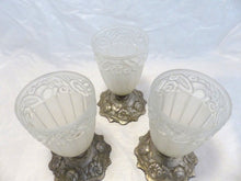 Load image into Gallery viewer, Gorgeous Set 3x Wall Light Ceiling Sconces ART DECO Nickelplate Tole France 1920