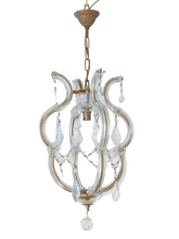 Load image into Gallery viewer, Gorgeous antique Venetian Murano Ball Ceiling Chandelier Crystal Prism Cage 1940