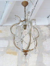 Load image into Gallery viewer, Gorgeous antique Venetian Murano Ball Ceiling Chandelier Crystal Prism Cage 1940