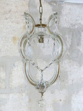 Load image into Gallery viewer, Gorgeous antique Venetian Murano Ball Ceiling Chandelier Crystal Prism Cage 1940