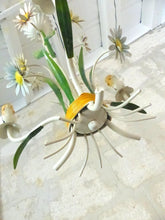 Load image into Gallery viewer, Charming Florentine Chandelier Painted Metal Tole Flowers 70's Italian Ceiling 8