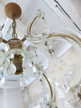 Load image into Gallery viewer, Gorgeous antique Venetian Murano Ball Ceiling Chandelier Crystal Prism Cage 1940