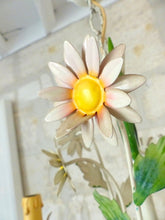 Load image into Gallery viewer, Charming Florentine Chandelier Painted Metal Tole Flowers 70's Italian Ceiling 8