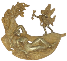 Load image into Gallery viewer, 19TH XL large Antique French Gilded Bronze Pediment Hardware Furniture Salvage
