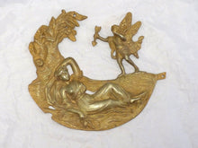 Load image into Gallery viewer, 19TH XL large Antique French Gilded Bronze Pediment Hardware Furniture Salvage
