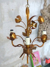 Load image into Gallery viewer, HANS KOGL styl Gorgeous Gilded Chandelier Roses Ceiling 70's Regency Mid Century