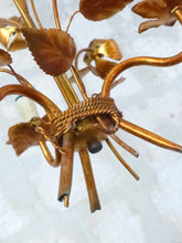 Load image into Gallery viewer, HANS KOGL styl Gorgeous Gilded Chandelier Roses Ceiling 70's Regency Mid Century