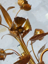 Load image into Gallery viewer, HANS KOGL styl Gorgeous Gilded Chandelier Roses Ceiling 70's Regency Mid Century