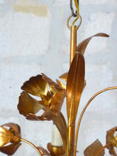 Load image into Gallery viewer, HANS KOGL styl Gorgeous Gilded Chandelier Roses Ceiling 70's Regency Mid Century