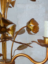 Load image into Gallery viewer, HANS KOGL styl Gorgeous Gilded Chandelier Roses Ceiling 70's Regency Mid Century