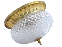 Load image into Gallery viewer, Gorgeous Mid-century Gilded Tole Diamond Glass Ceiling Lamp Wall Light 1970