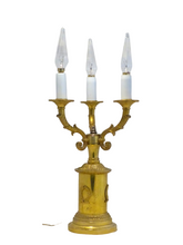 Load image into Gallery viewer, Gorgeous Antique French Table Desk Lamp Gilded Bronze 1900 Empire Style 3 Fires