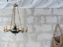 Load image into Gallery viewer, Antique French 6 Arms Ormolu Bronze Brass Tole Chandelier Ceiling Empire 1930