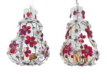Load image into Gallery viewer, Gorgeous RARE PAIR Ceiling Cage Chandelier Red Prisms Flowers Murano 1930 Bagues