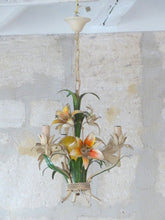 Load image into Gallery viewer, Charming SET Florentine Chandelier Pair Wall Lights Tole Flowers Italian Ceiling