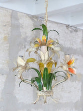 Load image into Gallery viewer, Charming SET Florentine Chandelier Pair Wall Lights Tole Flowers Italian Ceiling