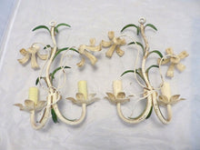 Load image into Gallery viewer, Charming SET Florentine Chandelier Pair Wall Lights Tole Flowers Italian Ceiling