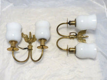 Load image into Gallery viewer, Vintage PAIR French Empire Wall Light Opaline RARE 2 Light Swan Bronze 1950