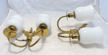 Load image into Gallery viewer, Vintage PAIR French Empire Wall Light Opaline RARE 2 Light Swan Bronze 1950