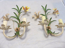 Load image into Gallery viewer, Charming SET Florentine Chandelier Pair Wall Lights Tole Flowers Italian Ceiling