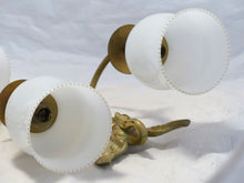 Load image into Gallery viewer, Vintage PAIR French Empire Wall Light Opaline RARE 2 Light Swan Bronze 1950