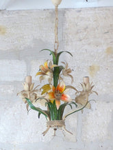 Load image into Gallery viewer, Charming SET Florentine Chandelier Pair Wall Lights Tole Flowers Italian Ceiling