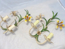 Load image into Gallery viewer, Charming SET Florentine Chandelier Pair Wall Lights Tole Flowers Italian Ceiling