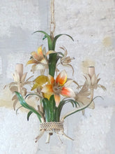 Load image into Gallery viewer, Charming SET Florentine Chandelier Pair Wall Lights Tole Flowers Italian Ceiling