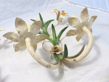 Load image into Gallery viewer, Charming SET Florentine Chandelier Pair Wall Lights Tole Flowers Italian Ceiling