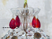 Load image into Gallery viewer, Gorgeous RARE PAIR Ceiling Cage Chandelier Red Prisms Flowers Murano 1930 Bagues