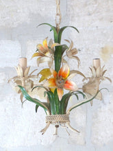 Load image into Gallery viewer, Charming SET Florentine Chandelier Pair Wall Lights Tole Flowers Italian Ceiling