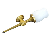 Load image into Gallery viewer, Vintage French Brass Bronze Hand Torch Wall Sconce Holding Glass Lamp Shade 60's