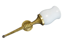 Load image into Gallery viewer, Vintage French Brass Bronze Hand Torch Wall Sconce Holding Glass Lamp Shade 60's