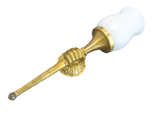 Load image into Gallery viewer, Vintage French Brass Bronze Hand Torch Wall Sconce Holding Glass Lamp Shade 60's
